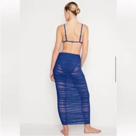 NWT GOOD AMERICAN Mesh Ruched Skirt Swim Cover Up Size Large - Picture 2 of 6